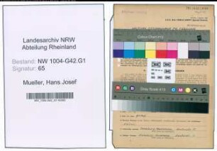 Entnazifizierung Hans Josef Mueller , geb. 23.02.1908 (Verw.Angestellter)