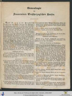 Genealogie des Souverainen Großherzoglichen Hauses.