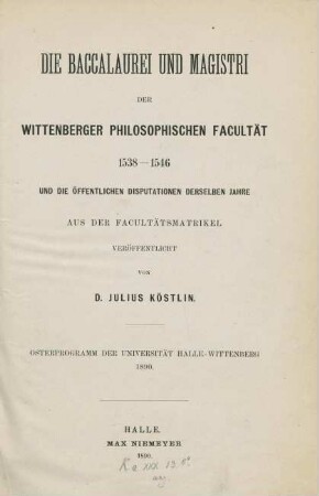 Die Baccalaurei und Magistri...1538-1546