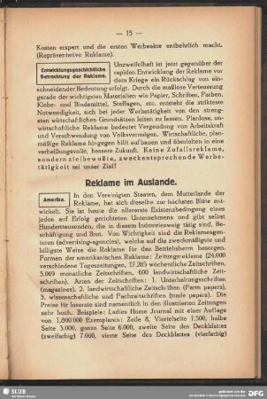 Reklame im Auslande