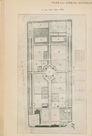 Karte: Taf.I. Plan des königl. Botanischen Gartens zu Berlin. A. aus dem Jahre 1801 ; B. aus dem Jahre 1812