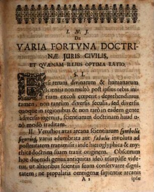 De varia fortuna doctrinae iuris civilis et illius optima ratione programma