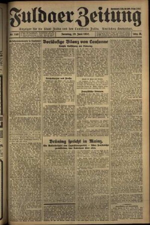 Erste Ausgabe vom Sonntag, den 19. Juni 1932.