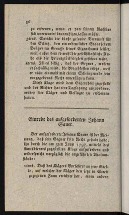 86-96, Einrede des aufgeforderten Johann Sauer. - Einrede.