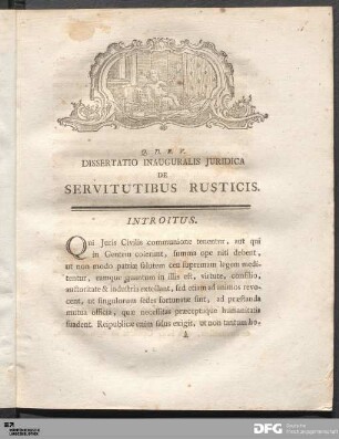 Dissertatio Inauguralis Juridica De Servitutibus Rusticis.