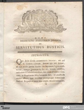 Dissertatio Inauguralis Juridica De Servitutibus Rusticis.