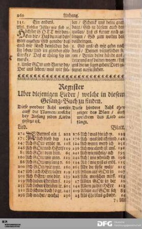 Register Uber diejenigen Lieder / welche in diesem Gesang-Buch zu finden.