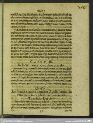Caput III. De locis Elenchticis ex hoc oraculo