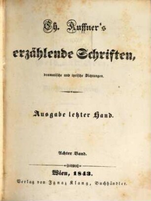Ch. Kuffner's erzählende Schriften, dramatische und lyrische Dichtungen. 8