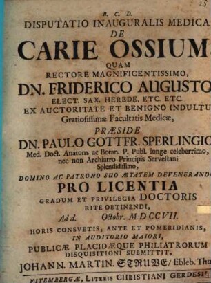 Disputatio Inaugurallis Medica de Carie Ossium