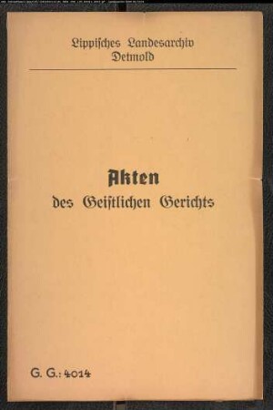 Kreditoren gegen den verstorbenen pensionierten Küster Westerwelle in Heiligenkirchen, wegen einer Geldforderung. Westerwelle war der Schwiegervater des Organisten Langewort in Detmold, dieser ein Bruder des Schönfärbers Langewort in Heiligenkirchen
