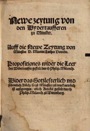 Newe zeytung von den Wydertaufferen zu Münster