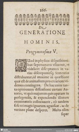 De Generatione Hominis. Progymnasma V.