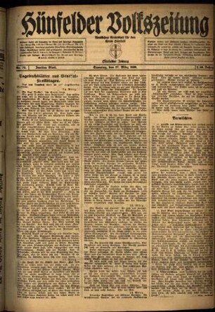 Zweite Ausgabe vom Samstag, den 27. März 1920.
