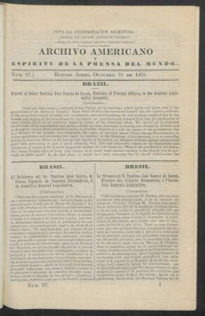 Número 27. - Buenos Aires, Octubre 31 de 1851.