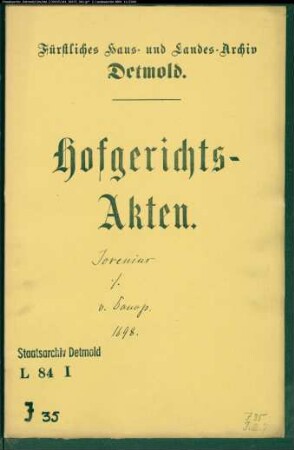Johrenius, Dr. gegen Major von Donop zu Schötmar - Schuldforderung