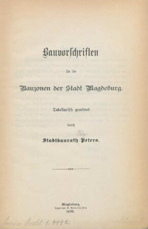 Bauvorschriften für die Bauzonen der Stadt Magdeburg