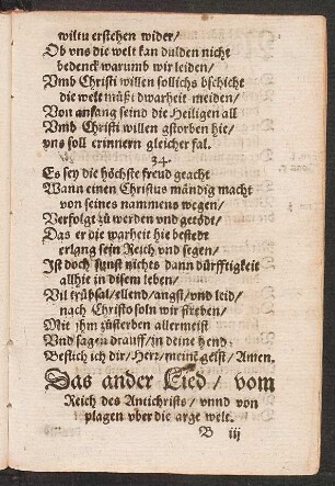 Das ander Lied/ vom || Reich des Antichrists