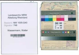 Entnazifizierung Walter Wassermann , geb. 05.11.1897 (Justizsekretaer)