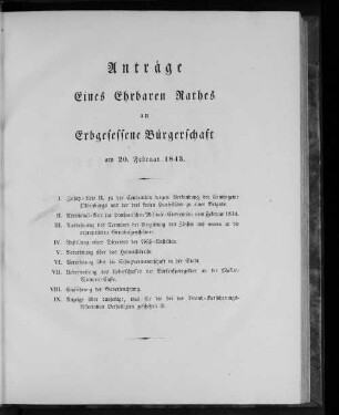 Acta Conventus Senatus et Civium, Lunae d. 20. Februar. 1843