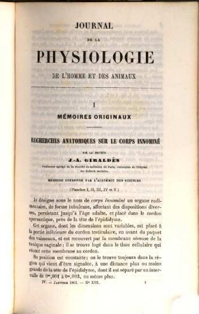 Journal de la physiologie de l'homme et des animaux. 4. 1861