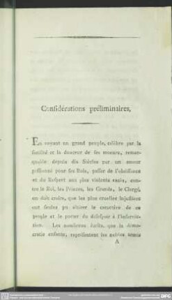 Considérations préliminaires