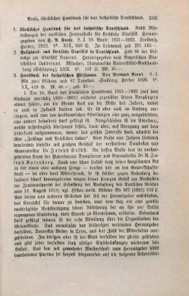 303-306 [Rezension] Kirchliches Handbuch für das katholische Deutschland