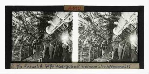 Übergabestelle von einem Strebfördermittel auf das Streckenband, Zeche Friedrich der Große 1950