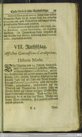 VIII. Rathschlag. Affectus Convulsivus-Catalepticus