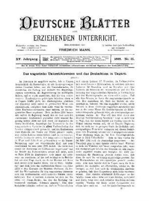 Das ungarische Unterrichtswesen und das Deutschtum in Ungarn : (Schluss)