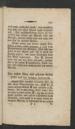 Der sechste Weg und geheime Arbeit gehet aus der minera Antimonii