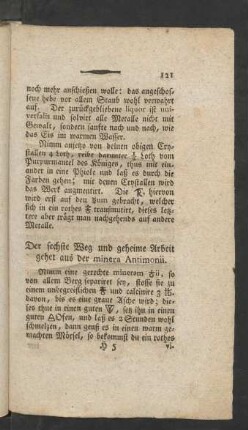 Der sechste Weg und geheime Arbeit gehet aus der minera Antimonii