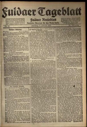 Erste Ausgabe vom Samstag, den 11. Februar 1922.