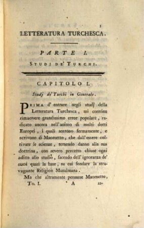 Letteratura turchesca, 1. [Studi de' Turchi]