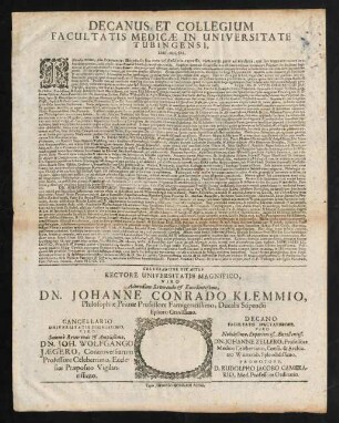 Decanus Et Collegium Facultatis Medicae In Universitate Tubingensi, Lect. Ben. Sal.