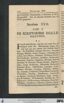 Seculum XVII.