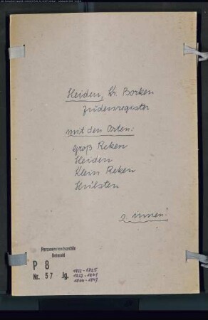 Zivilstandsregister der Juden für Heiden mit den Orten Groß Reken, Heiden, Klein Reken und Hülsten (Gemeinde: Heiden, Kreis Borken)