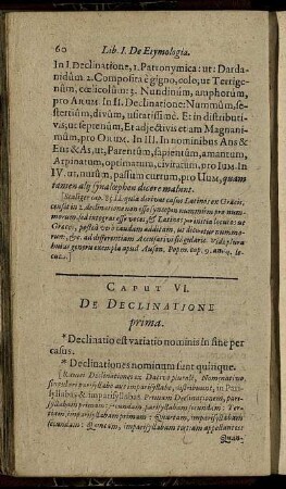 Caput VI. De Declinatione prima.