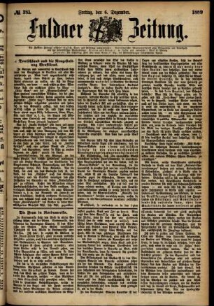 Ausgabe vom Freitag, den 06. Dezember 1889.