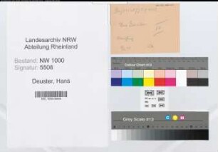 Entnazifizierung Hans Deuster, geb. 21.03.1909 (Verwaltungsangestellter)