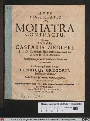 Dissertatio De Mohatra Contractu