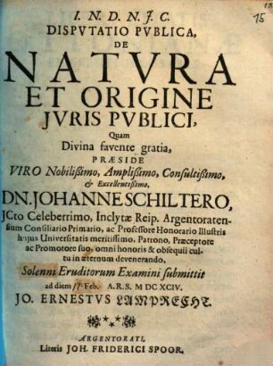 Disputatio Publica, De Natura Et Origine Iuris Publici