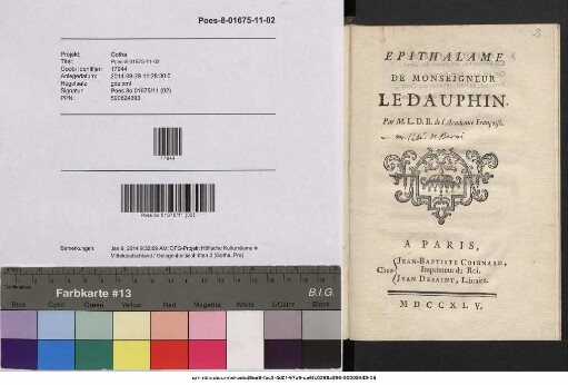 Epithalame De Monseigneur De Dauphin