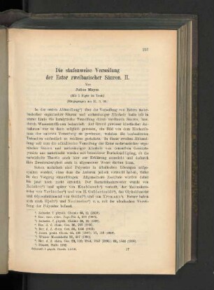 Die stufenweise Verseifung der Ester zweibasischer Säuren. II.