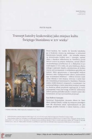 19: Transept katedry krakowskiej jako miejsce kultu Świętego Stanisława w XIV wieku