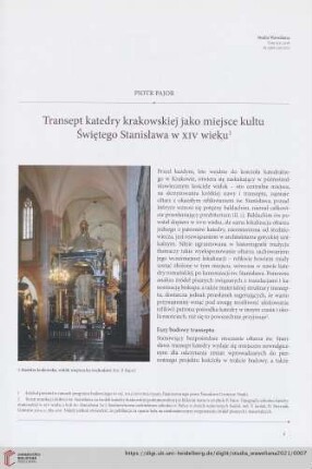19: Transept katedry krakowskiej jako miejsce kultu Świętego Stanisława w XIV wieku