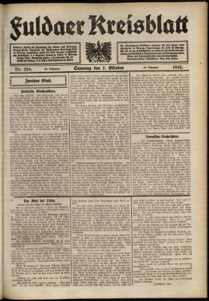 Zweite Ausgabe vom Samstag, den 05. Oktober 1912.