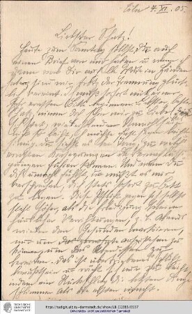 Brief vom 04.11.1905
