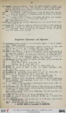 Englische Literatur und Sprache (Nr. 539-607)