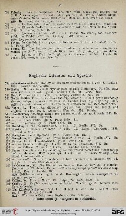 Englische Literatur und Sprache (Nr. 539-607)